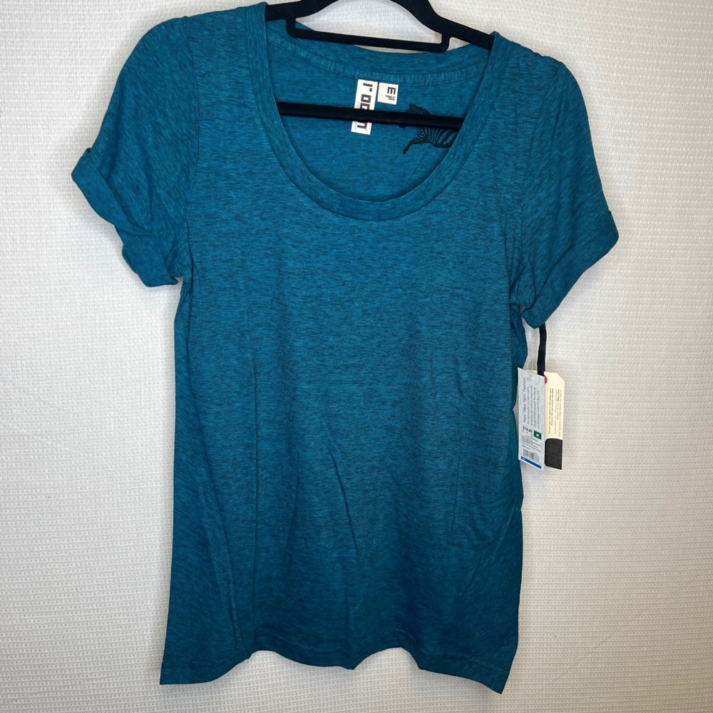 Rogan for Target Calistoga Blue Space Dye Scoop Neck Short Sleeve Top Medium NWT